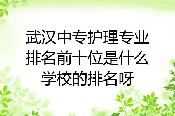 武汉中专护理专业排名前十位是什么学校的排名呀