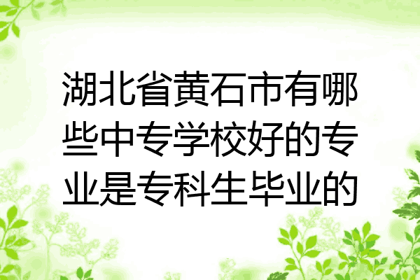 湖北省黄石市有哪些中专学校好的专业是专科生毕业的