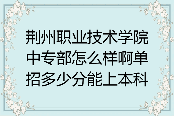 荆州职业技术学院中专部怎么样啊单招多少分能上本科