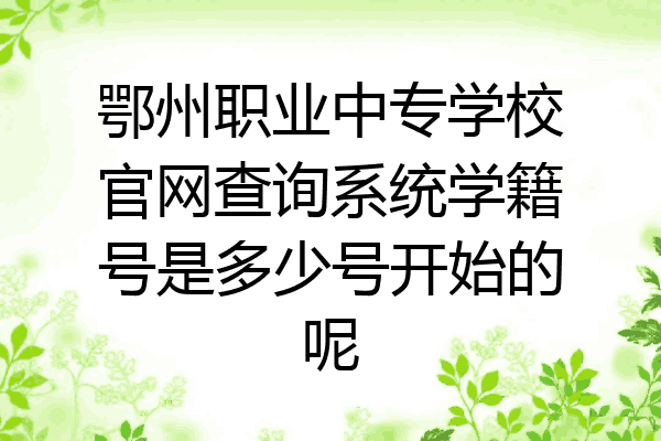 鄂州职业中专学校官网查询系统学籍号是多少号开始的呢