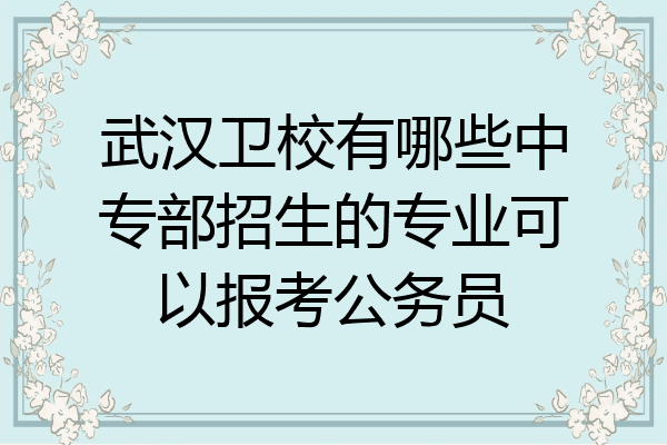 武汉卫校有哪些中专部招生的专业可以报考公务员