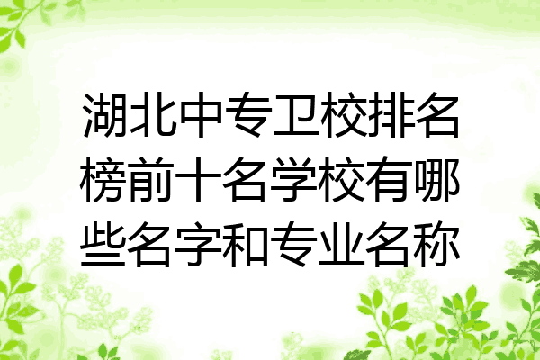 湖北中专卫校排名榜前十名学校有哪些名字和专业名称