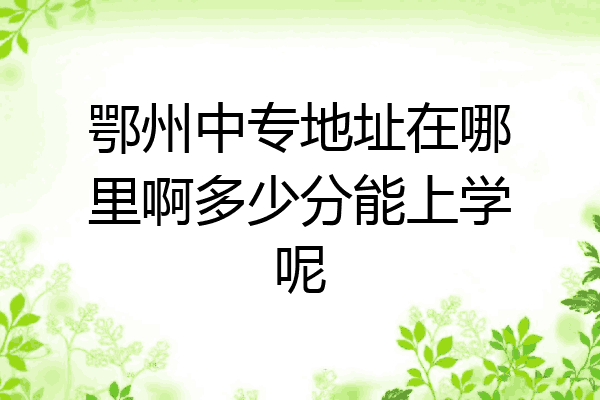 鄂州中专地址在哪里啊多少分能上学呢