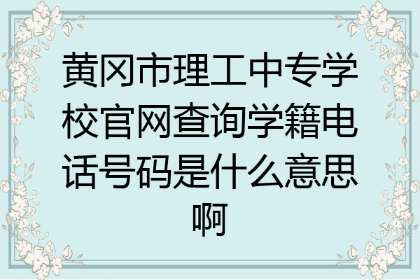 黄冈市理工中专学校官网查询学籍电话号码是什么意思啊