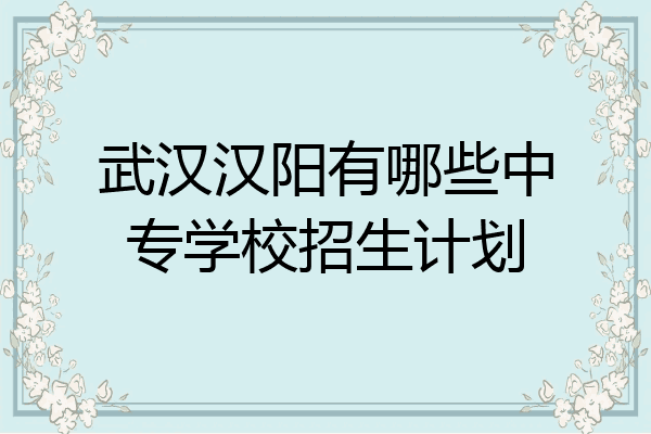 武汉汉阳有哪些中专学校招生计划