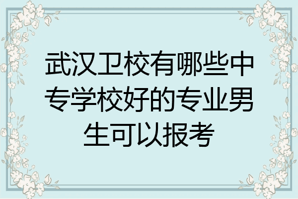 武汉卫校有哪些中专学校好的专业男生可以报考