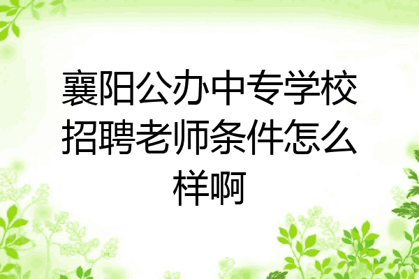襄阳公办中专学校招聘老师条件怎么样啊