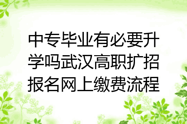 中专毕业有必要升学吗武汉高职扩招报名网上缴费流程