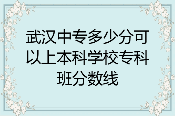 武汉中专多少分可以上本科学校专科班分数线