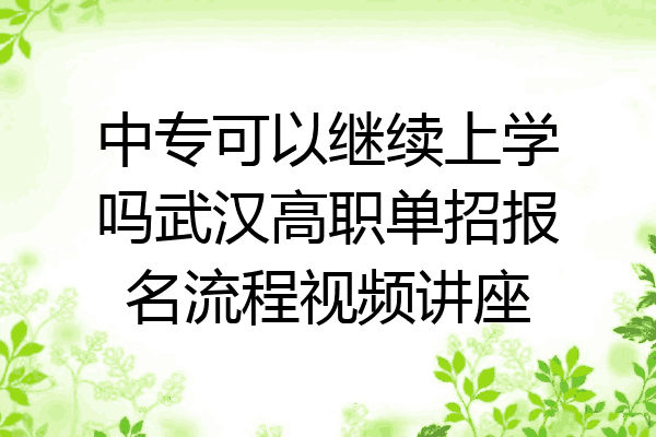 中专可以继续上学吗武汉高职单招报名流程视频讲座