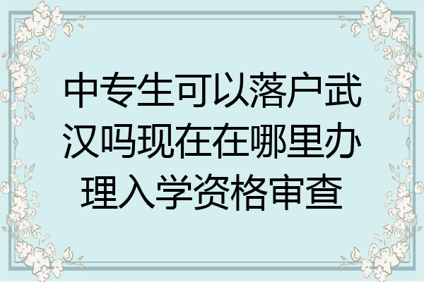 中专生可以落户武汉吗现在在哪里办理入学资格审查