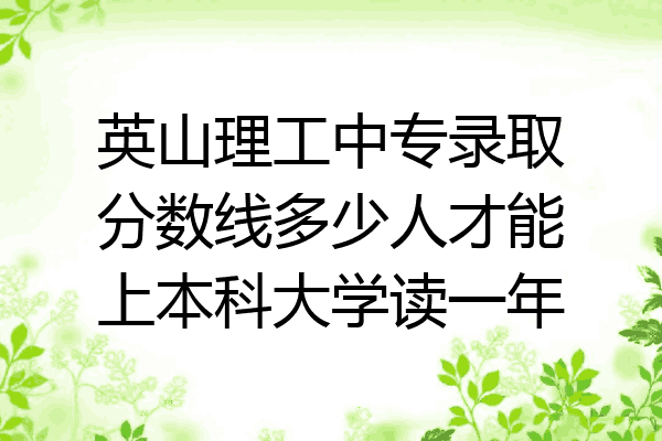 英山理工中专录取分数线多少人才能上本科大学读一年