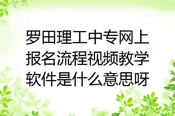 罗田理工中专网上报名流程视频教学软件是什么意思呀
