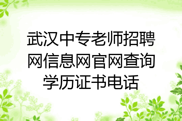武汉中专老师招聘网信息网官网查询学历证书电话