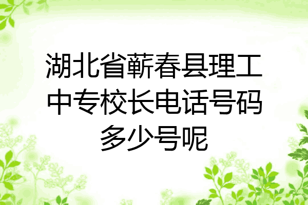 湖北省蕲春县理工中专校长电话号码多少号呢