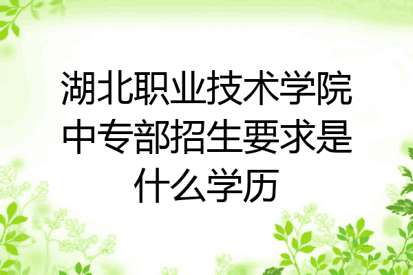湖北职业技术学院中专部招生要求是什么学历