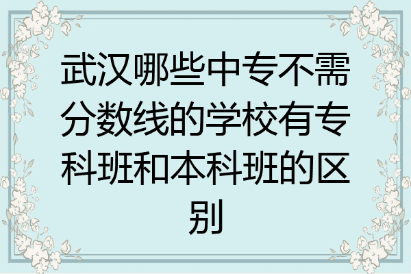 武汉哪些中专不需分数线的学校有专科班和本科班的区别
