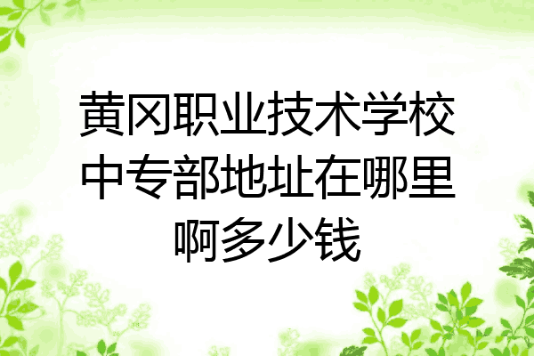 黄冈职业技术学校中专部地址在哪里啊多少钱