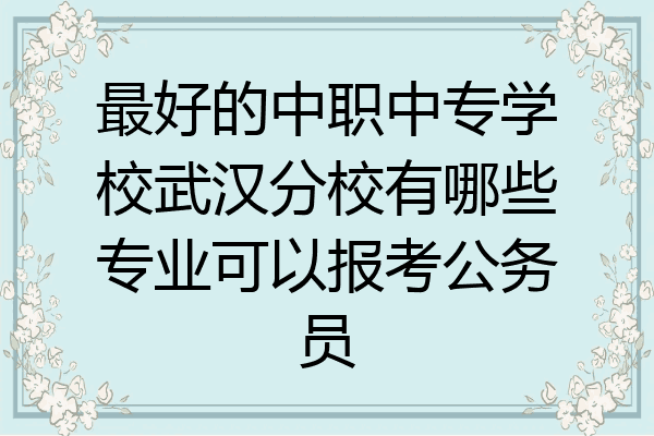 最好的中职中专学校武汉分校有哪些专业可以报考公务员