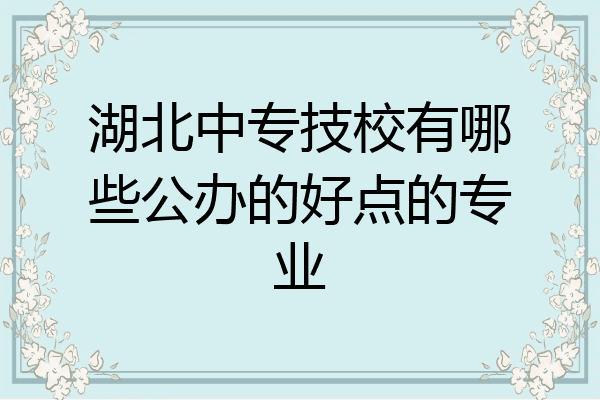 湖北中专技校有哪些公办的好点的专业