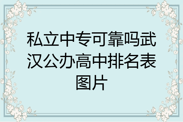 私立中专可靠吗武汉公办高中排名表图片