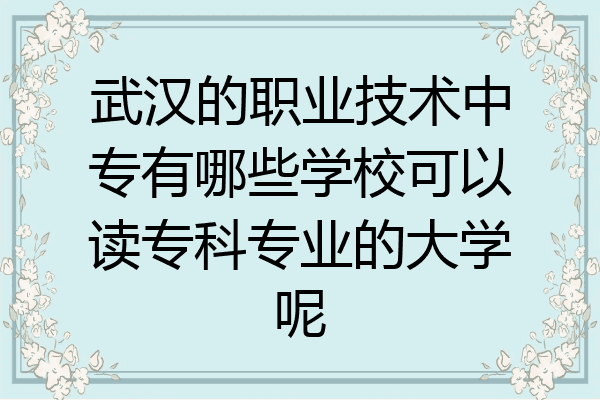 武汉的职业技术中专有哪些学校可以读专科专业的大学呢