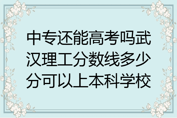 中专还能高考吗武汉理工分数线多少分可以上本科学校
