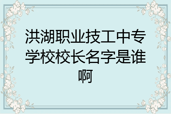 洪湖职业技工中专学校校长名字是谁啊