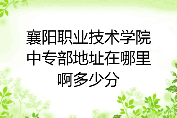 襄阳职业技术学院中专部地址在哪里啊多少分