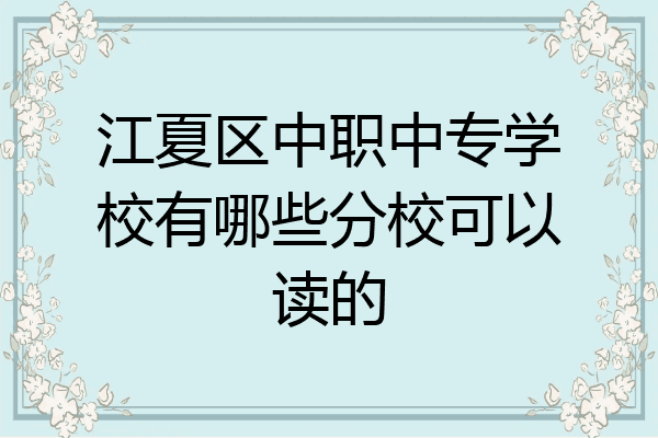 江夏区中职中专学校有哪些分校可以读的