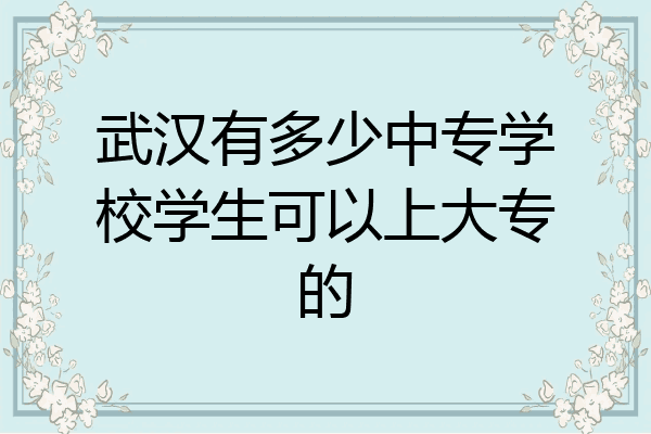 武汉有多少中专学校学生可以上大专的