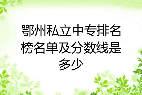 鄂州私立中专排名榜名单及分数线是多少