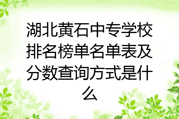 湖北黄石中专学校排名榜单名单表及分数查询方式是什么