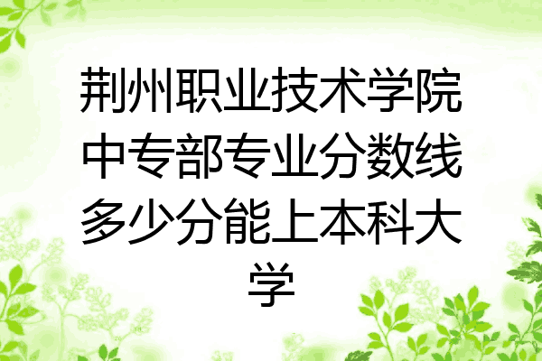 荆州职业技术学院中专部专业分数线多少分能上本科大学
