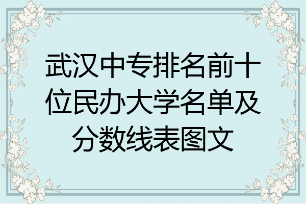 武汉中专排名前十位民办大学名单及分数线表图文