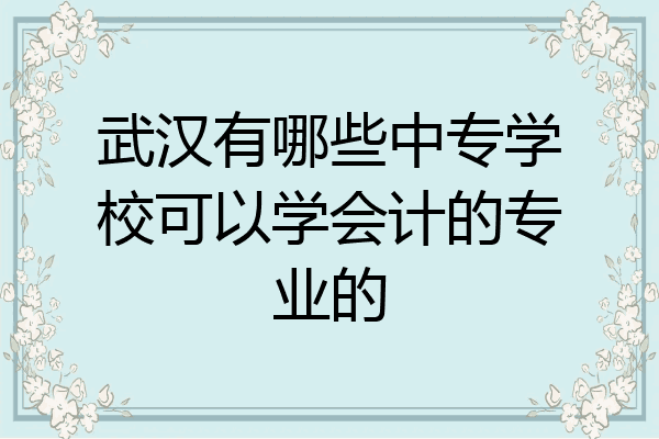 武汉有哪些中专学校可以学会计的专业的