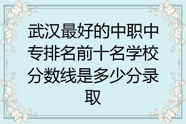 武汉最好的中职中专排名前十名学校分数线是多少分录取