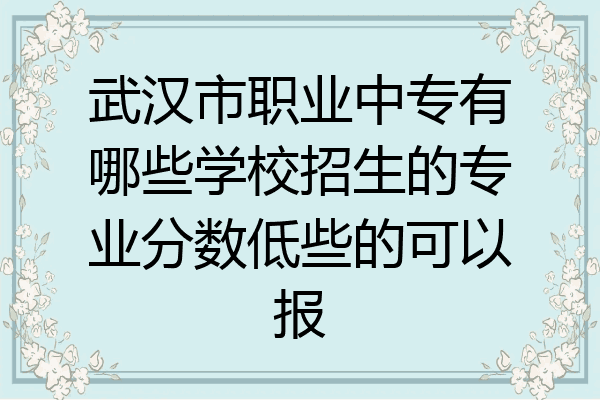 武汉市职业中专有哪些学校招生的专业分数低些的可以报