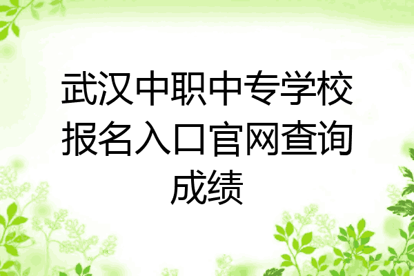 武汉中职中专学校报名入口官网查询成绩