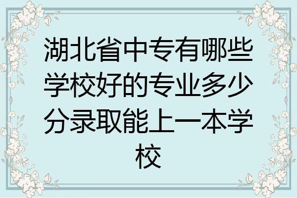 湖北省中专有哪些学校好的专业多少分录取能上一本学校