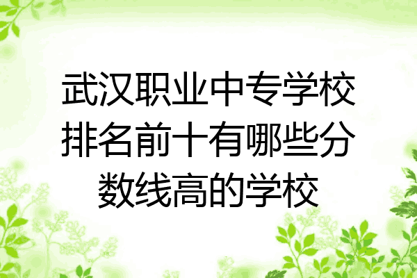 武汉职业中专学校排名前十有哪些分数线高的学校