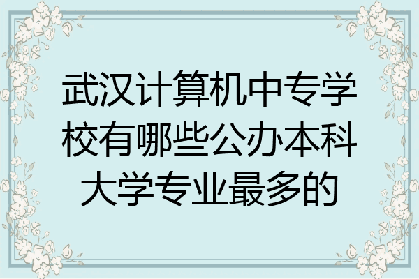 武汉计算机中专学校有哪些公办本科大学专业最多的