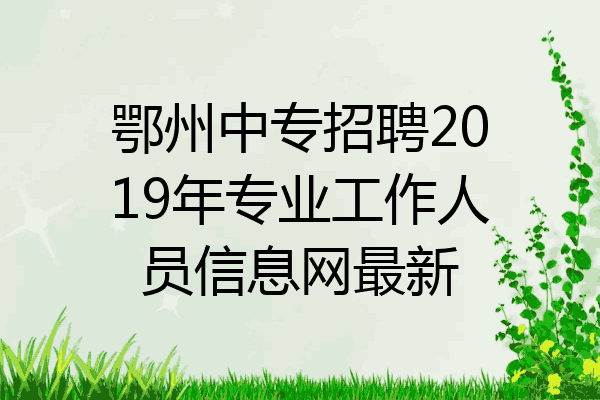 鄂州中专招聘2019年专业工作人员信息网最新