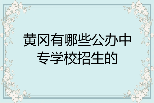 黄冈有哪些公办中专学校招生的