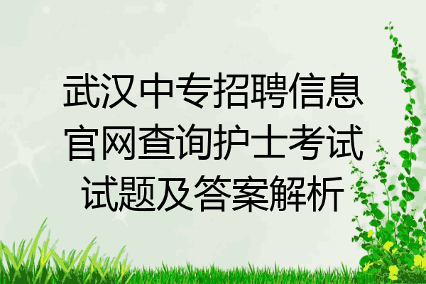 武汉中专招聘信息官网查询护士考试试题及答案解析