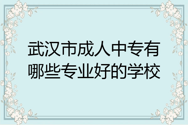 武汉市成人中专有哪些专业好的学校