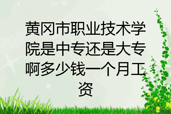 黄冈市职业技术学院是中专还是大专啊多少钱一个月工资