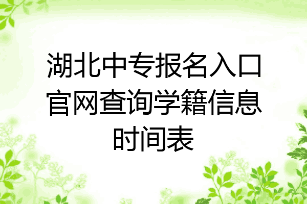 湖北中专报名入口官网查询学籍信息时间表