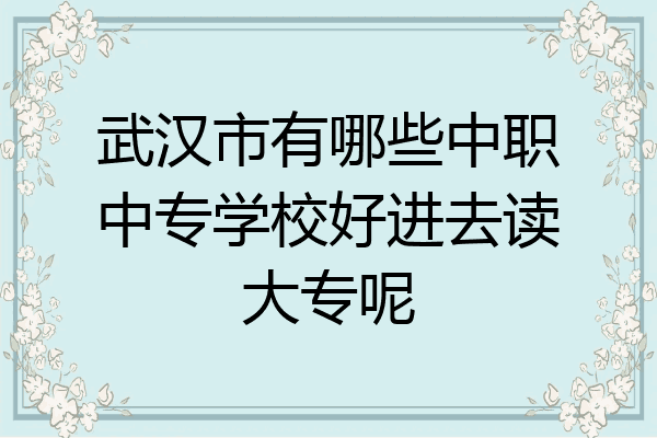 武汉市有哪些中职中专学校好进去读大专呢