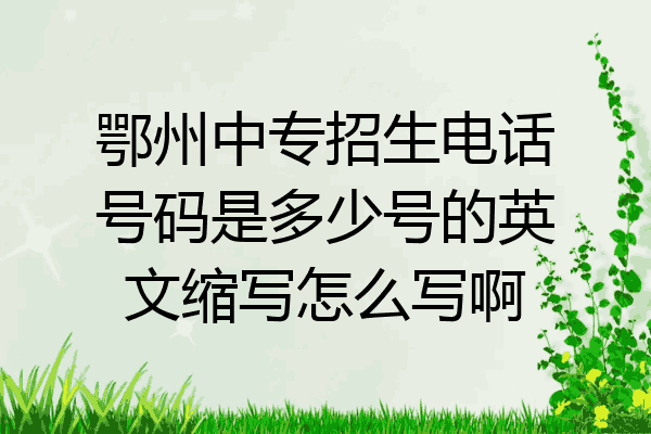鄂州中专招生电话号码是多少号的英文缩写怎么写啊